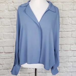 Babaton Martin Blouse in Light Blue Size Small